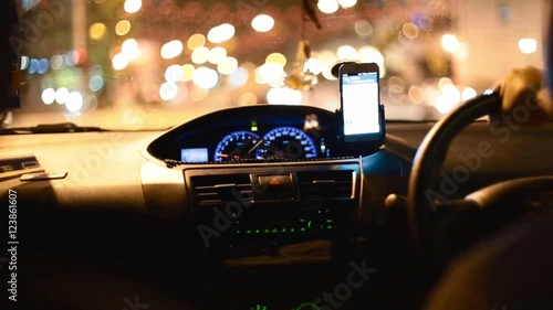 uber driver at night in Kuala Lumpur photo