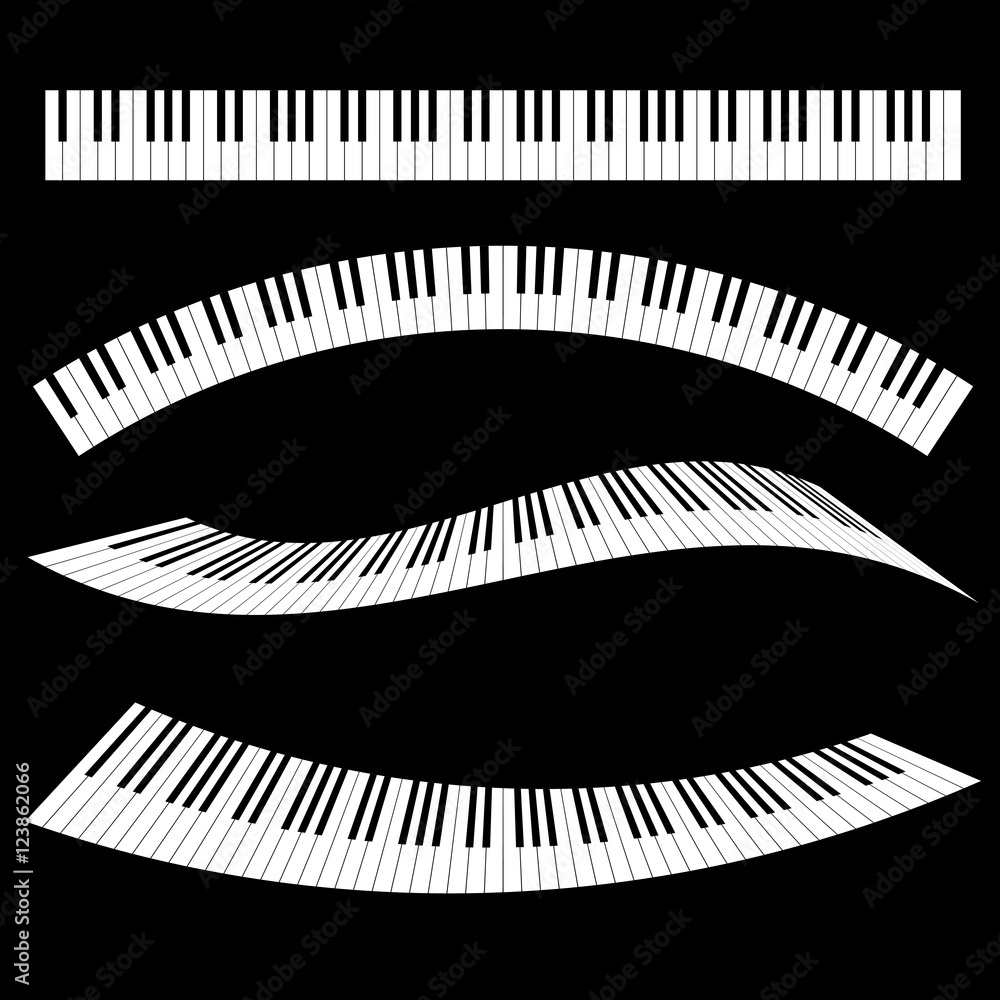 Naklejka premium Black and White Piano keys with different styles