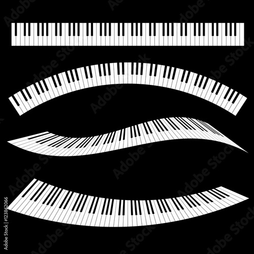 Black and White Piano keys with different styles