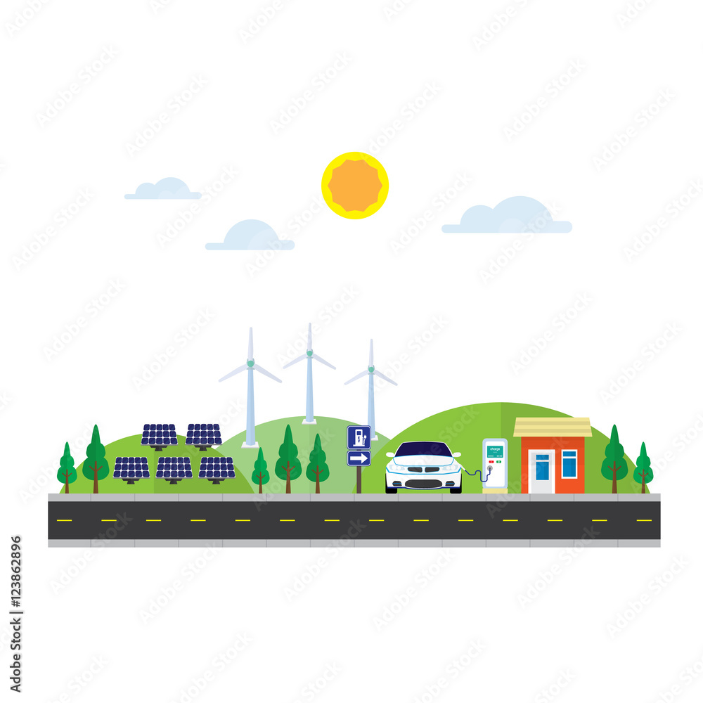 electric energy with solar cell and wind turbine for ev station