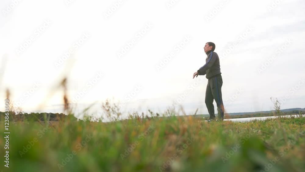 man outdoors playing sports yoga sport gymnastics healthy lifestyle man outdoors playing sports yoga sport gymnastics healthy lifestyle