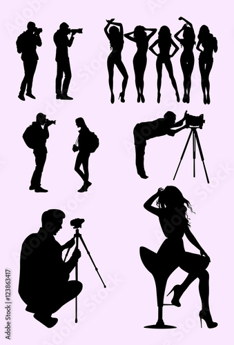 Photographer and model silhouette 