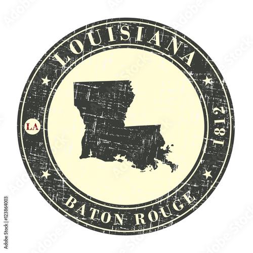Vintage stamp with map of Louisiana