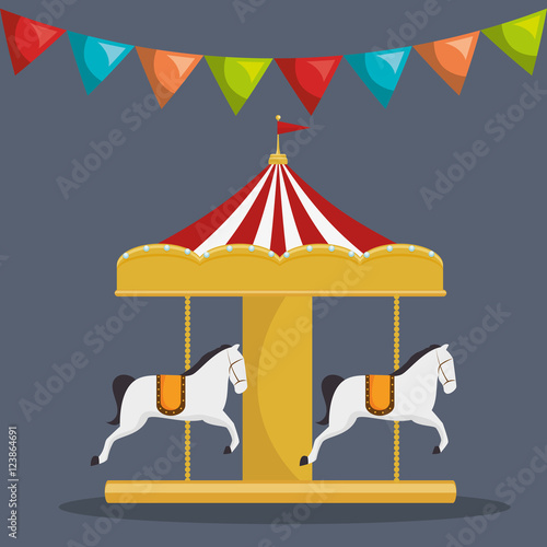 carousel horses circus atraction over gray background. colorful design. vector illustration