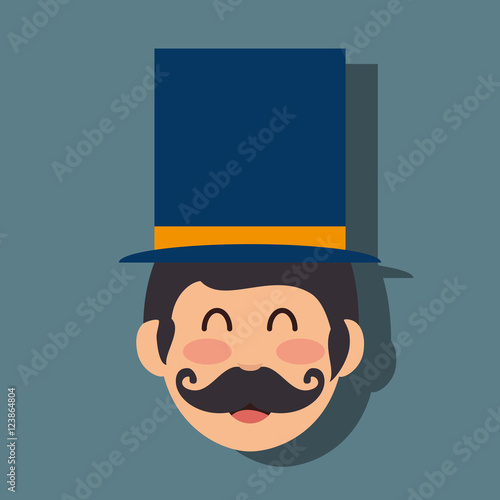avatar happy man announcer circus festival over gray background. colorful design. vector illustration