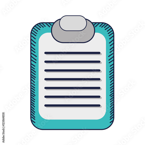 report table with paper sheet over white background. vector illustration