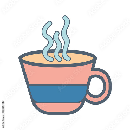 hot coffee mug caffeine drink over white background. vector illustration