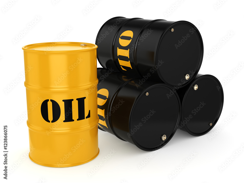 3D rendering Black oil barrels 3D rendering Black oil barrels