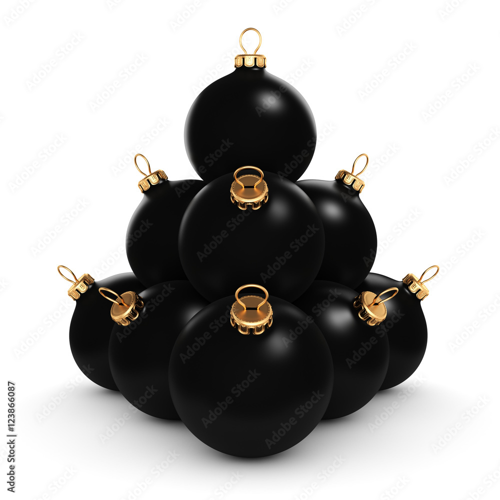 3D rendering Black Christmas ball 3D rendering Black Christmas ball