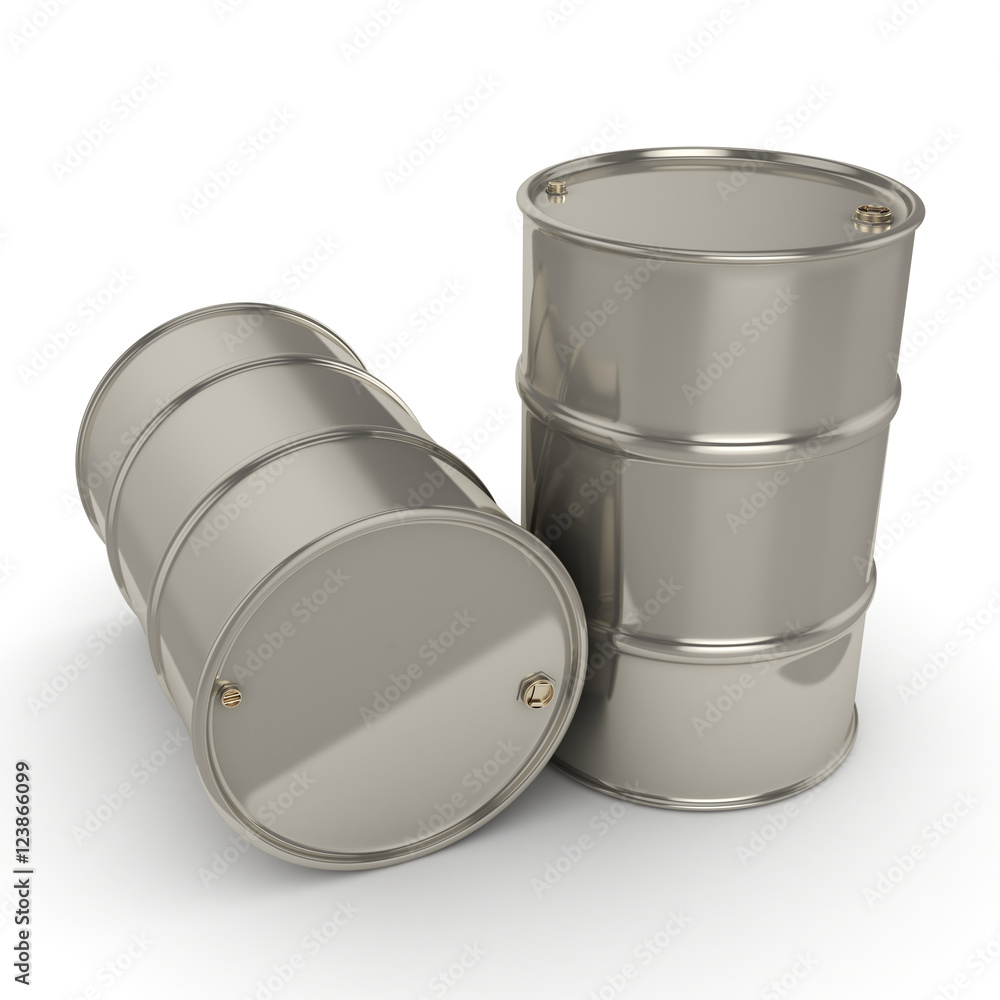 3D rendering Many chrome barrels 3D rendering Many chrome barrels