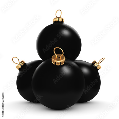 3D rendering Black Christmas ball