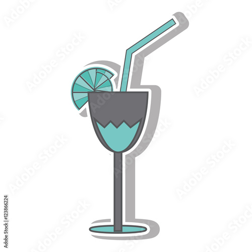 cocktail liquor  drink with lemon slice and straw over white background. vector illustration