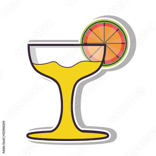 cocktail liquor  drink with lemon slice over white background. vector illustration