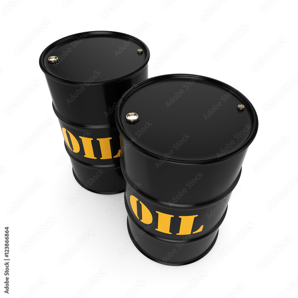 3D rendering Black oil barrels 3D rendering Black oil barrels