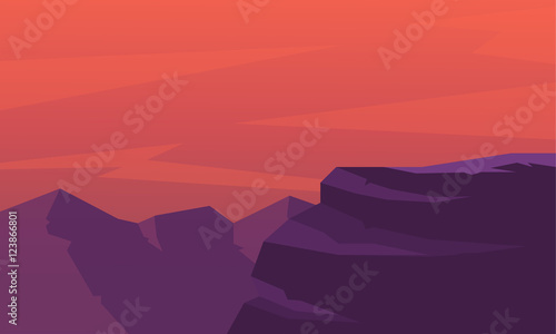 Silhouette of cliff at sunset landscape