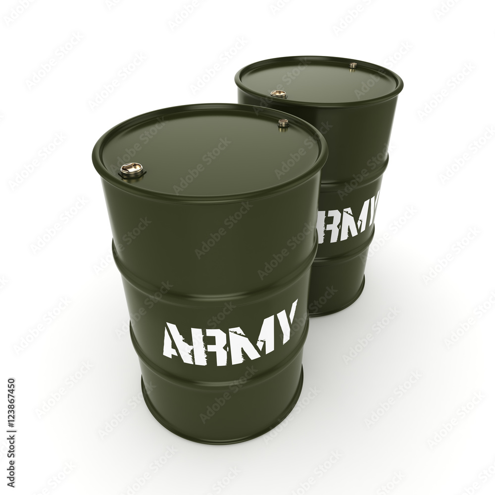 3D rendering army barrels 3D rendering army barrels