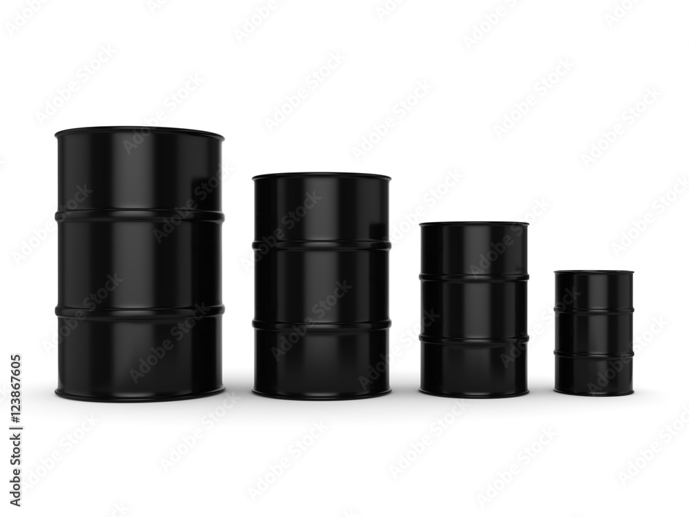 3D rendering black barrels 3D rendering black barrels