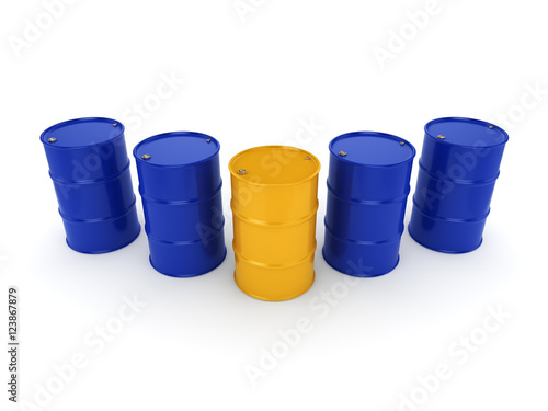 3D rendering blue and yellow barrels