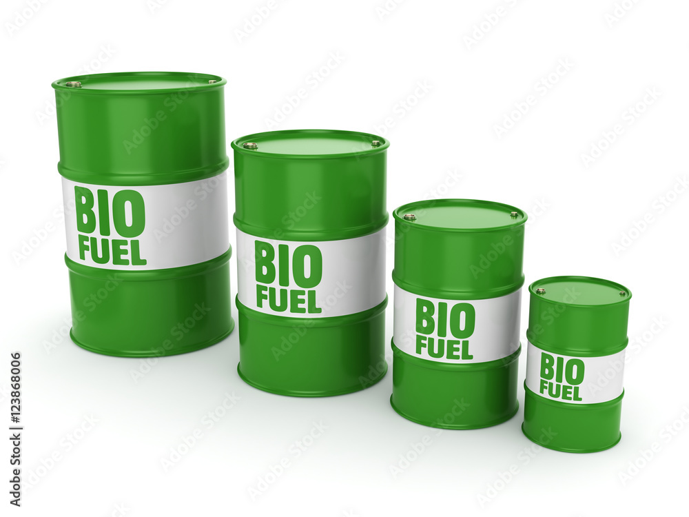 3D rendering barrels of biofuels 3D rendering barrels of biofuels