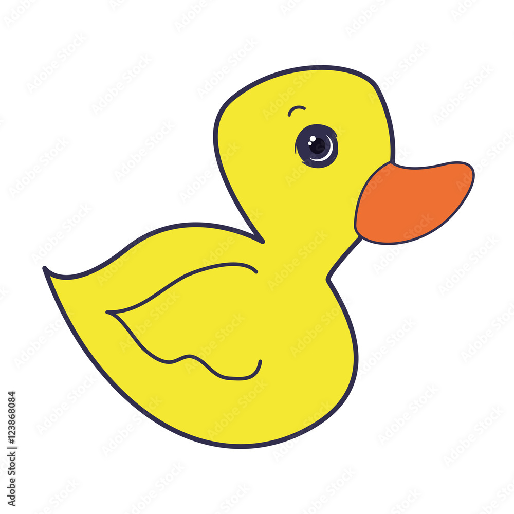 yellow duck baby toy over white background. vector illustration yellow duck baby toy over white background. vector illustration