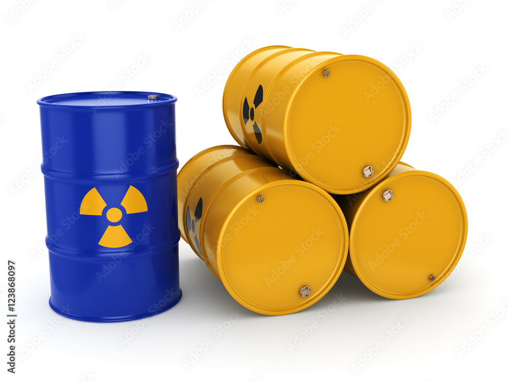 3D rendering radioactive barrels 3D rendering radioactive barrels
