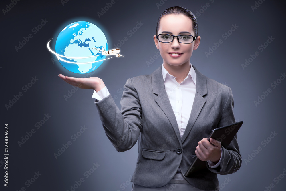 Businesswoman in air travel concept Businesswoman in air travel concept
