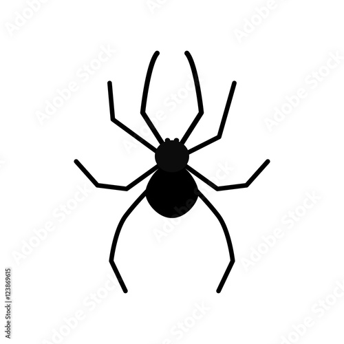 Cute cartoon black spider silhouette poisonous insect. Isolated. White background. Flat design. © worldofvector