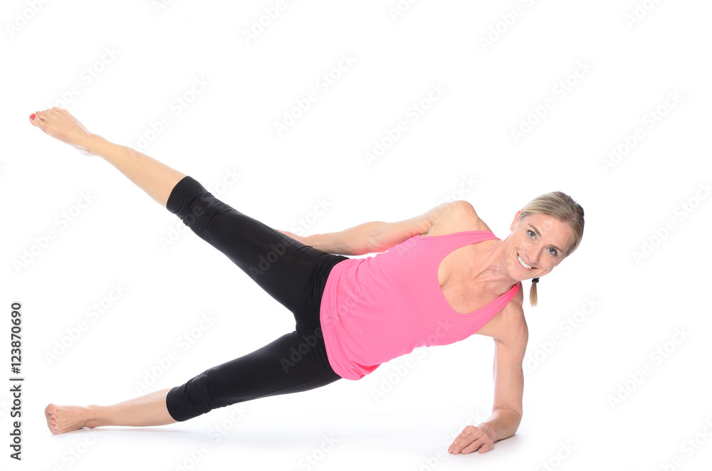 Beautiful woman doing plank abdominal exercises Beautiful woman doing plank abdominal exercises
