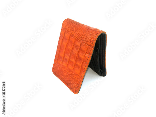 Brown Wallet crocodile skin on isolated