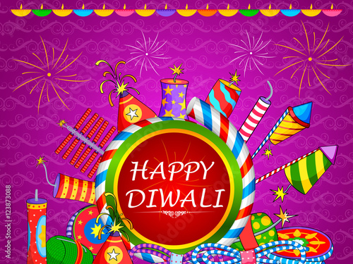 Colorful fire cracker for Happy Diwali holiday of India