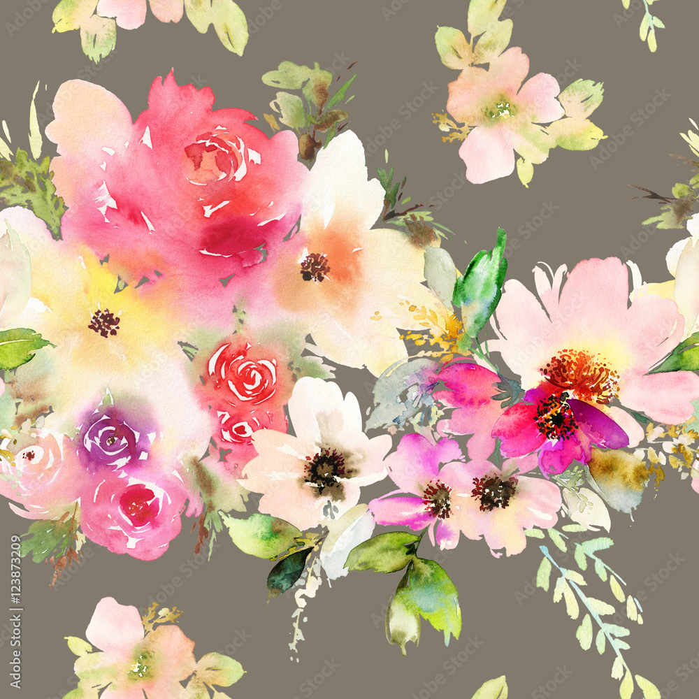 Obraz Wzór z akwarelą kwiatów