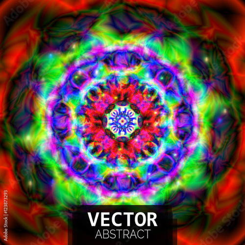 Abstract colorful kaleidoscope background. Circle mandala ornament  flower of life.