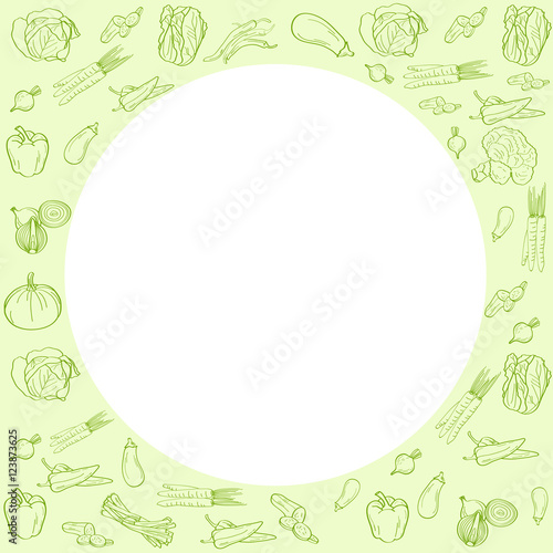 Background with organic food icon set.organic vegetables background. carrots, cabbage, cucumber, beets, pumpkin, eggplant, peppers