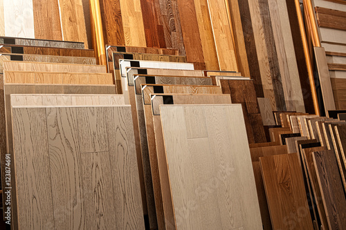 Konstfotografi Sample parquet boards in hardware store