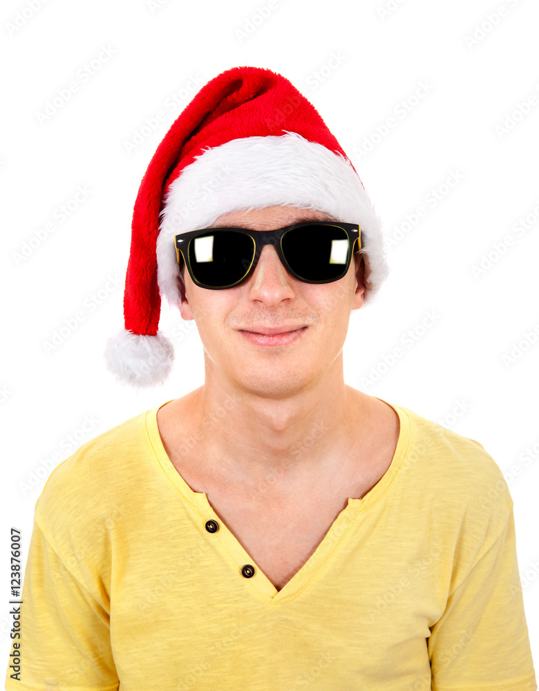 Young Man in Santa Hat Young Man in Santa Hat
