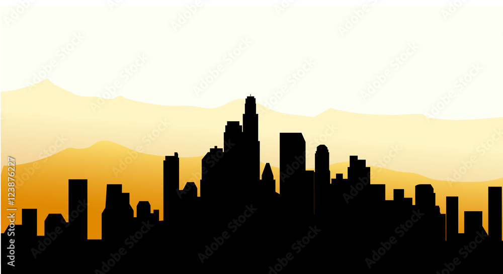 Los Angeles Sunset Skyline - Vector