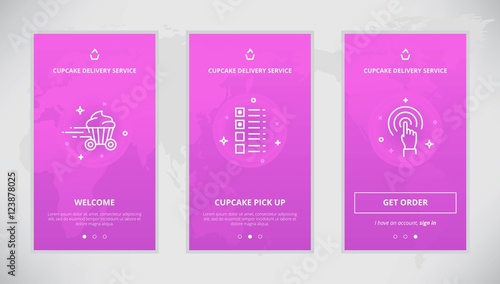 Cupcake delivery service app screens