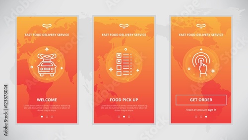 Fast Food delivery service app screens