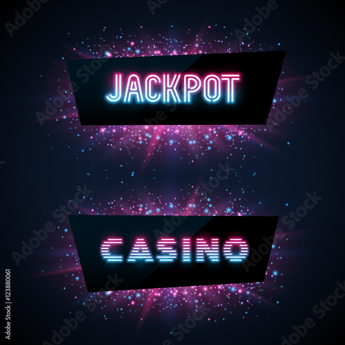 Jackpot advertisement template. Colorful dust on dark background