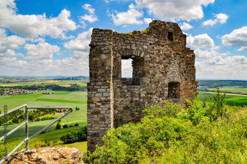 ruins of ancient robber knight castle desenberg at warburg, germany