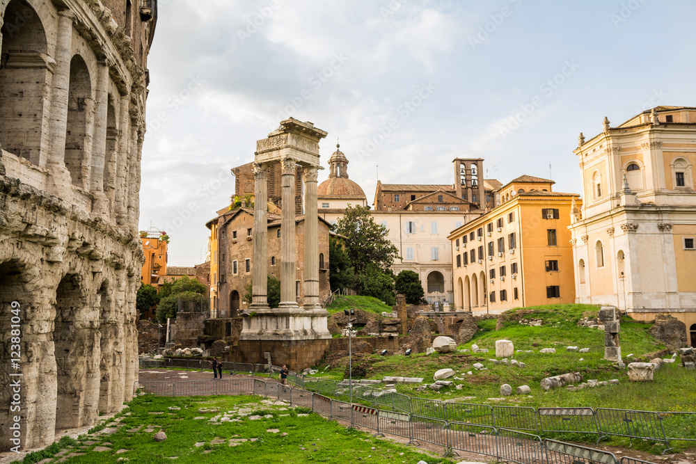 roman forum ruins in rome, italy