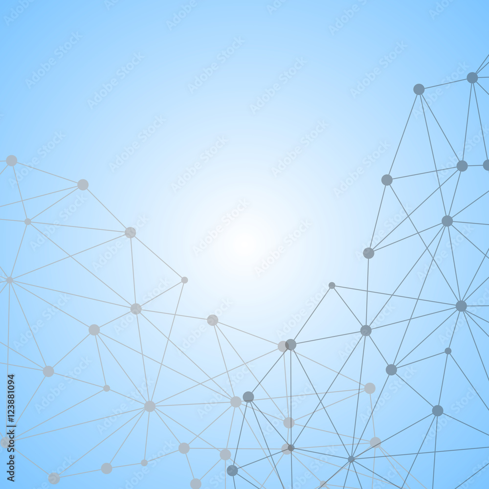 Obraz premium Struktura cząsteczki i komunikacja Dna, atom, neurony. Koncepcja nauki dla twojego projektu. Połączone linie z kropkami. Medycyna, technologia, chemia, tło naukowe. Ilustracji wektorowych.