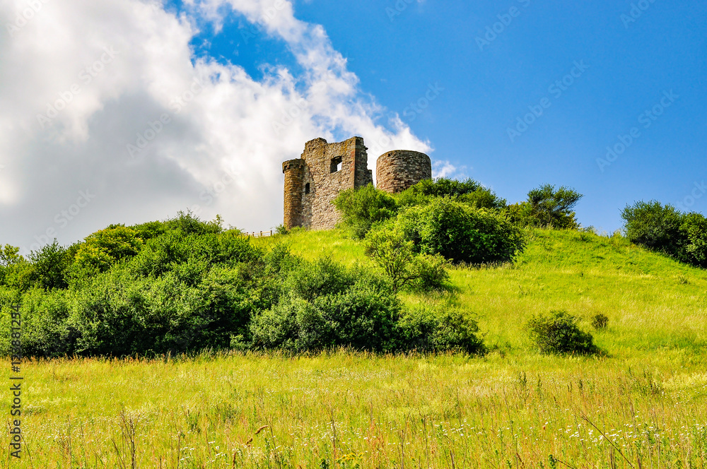 ruins of ancient robber knight castle desenberg at warburg, germany