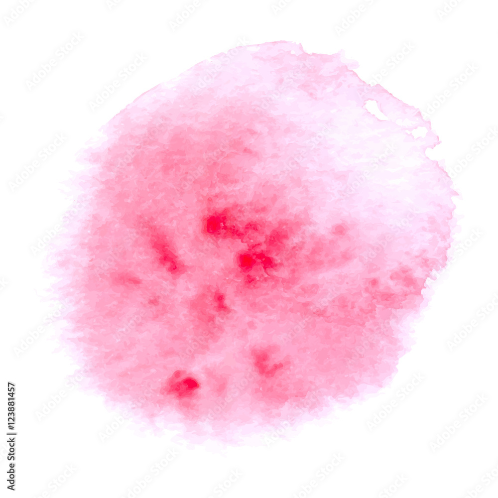 Vector pink watercolor stain isolated on white background