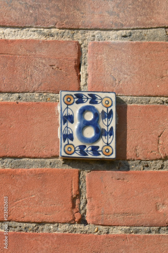 House Number 8 cermic tile sign photo