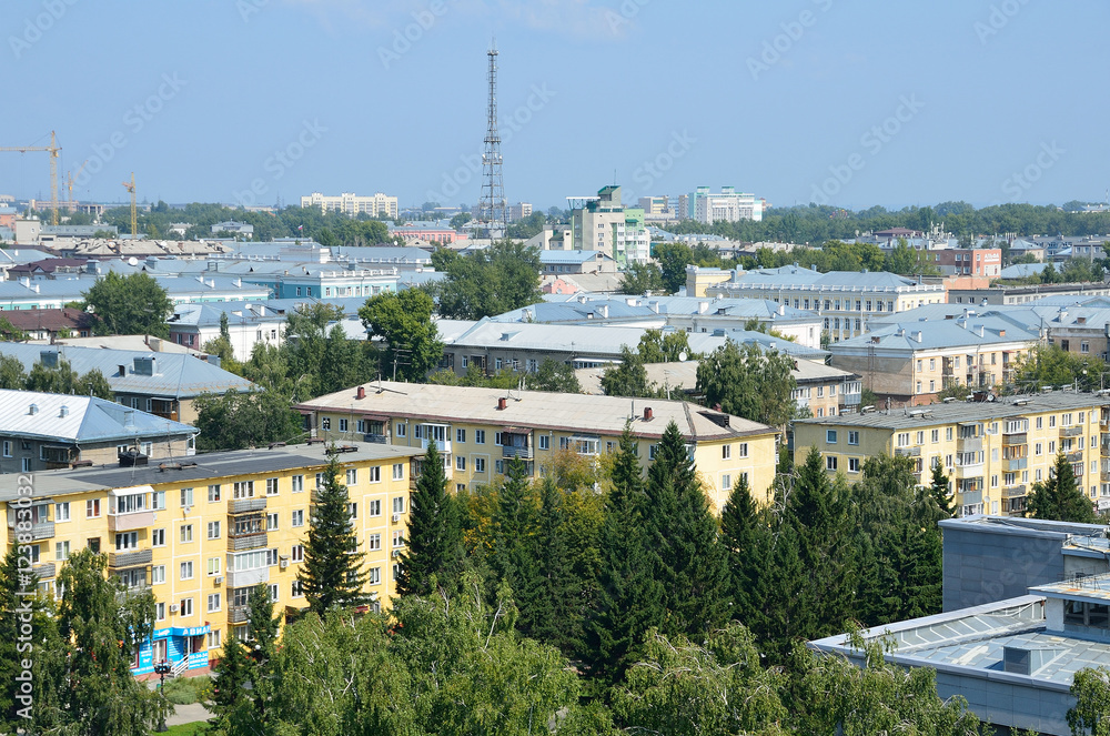 Вид на центр Барнаула с колеса обозрения