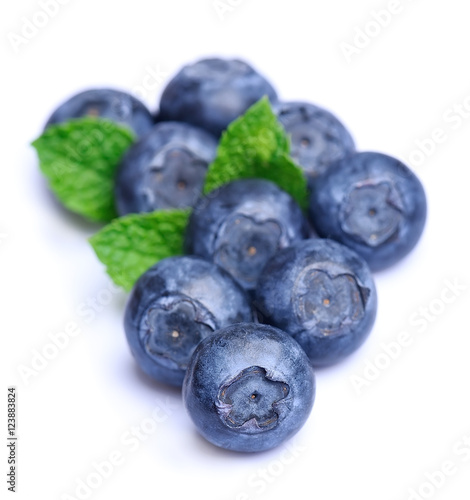 Sweet blueberries with mint leaves