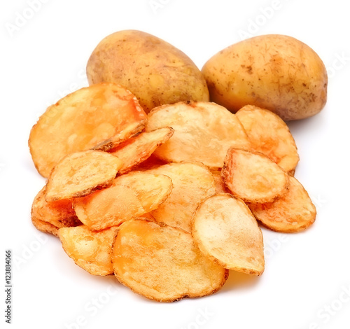 Homemade potato chips closeup