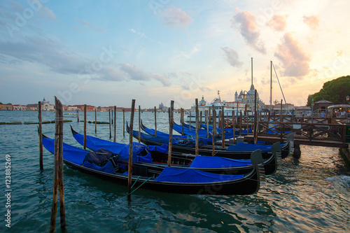 Sunset in Venice, floating gondola © Uladzislau