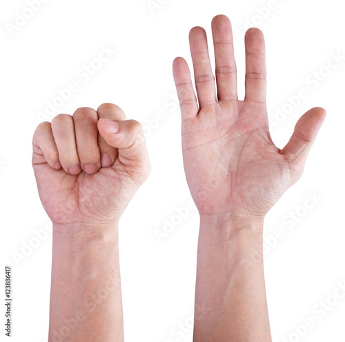 Collage of man hands isolated on white backgrounds